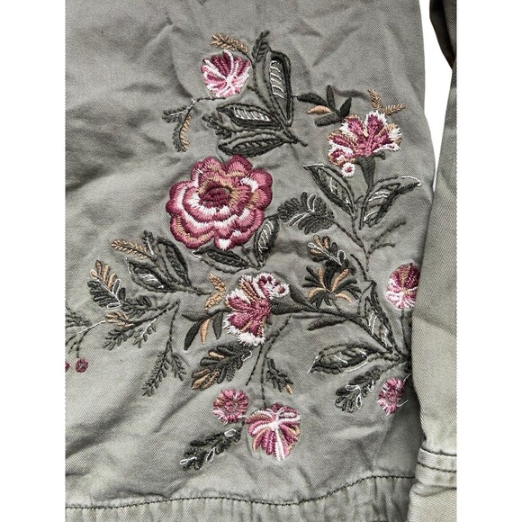 Abercrombie Fitch Womens Embroidered Military Jacket Size M Green Floral Utility - Picture 10 of 15